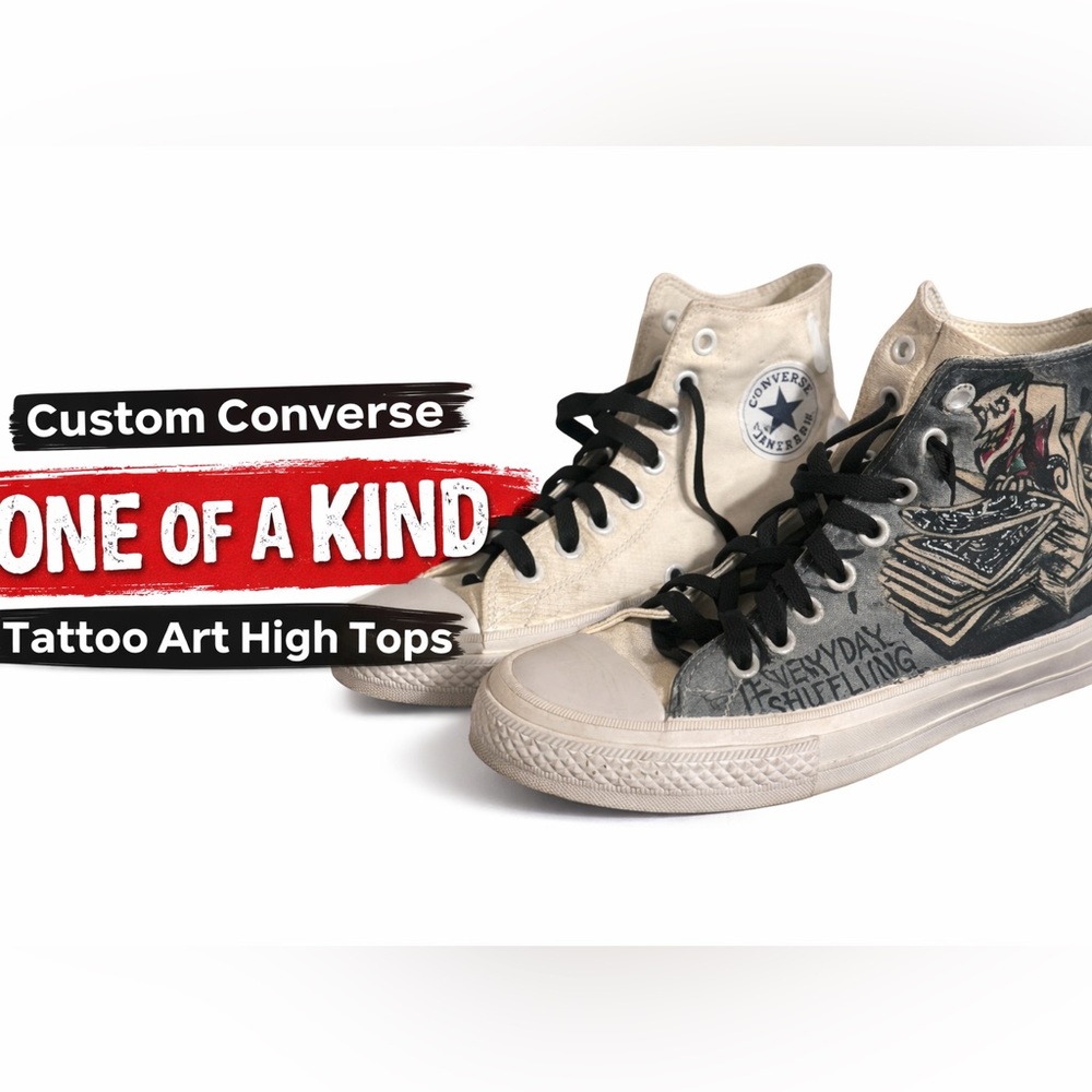 Custom Hand Painted Converse Chuck Taylor All Star Hi Tattoo Art Sneakers